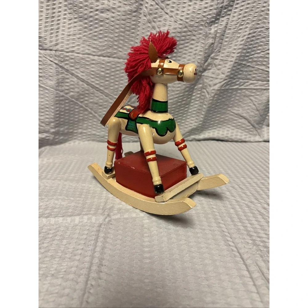 Vintage‎ Wooden Musical And Moving Rocking Horse. Tested. 8 Inches Tall